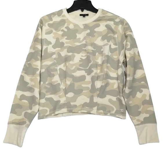 Joes Jeans Gadered Cream Camo Lola Soft Pullover Fleece‎ Lined Sweatshirt - Picture 1 of 6